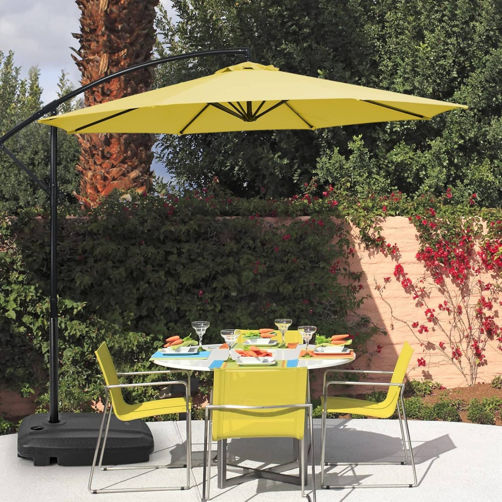 Well Home - Base De Sombrilla Resistente Con Cruz Metálica Negra 60l