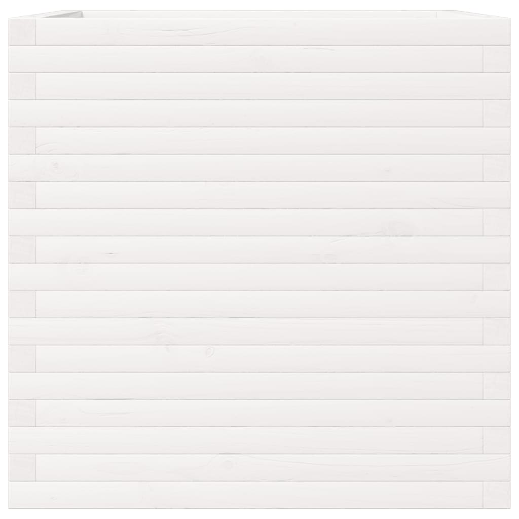 Jardinera De Madera Maciza De Pino Blanca 70x70x68,5 Cm_4