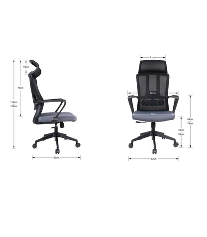 Silla Despacho Giratoria Elevable Con Reposacabezas Acabado Negro/gris, 63cm(ancho) 118/12_4