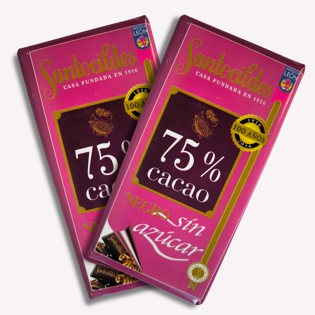 Chocolate Negro Sin Azúcar - 75% Cacao - Santocildes_0
