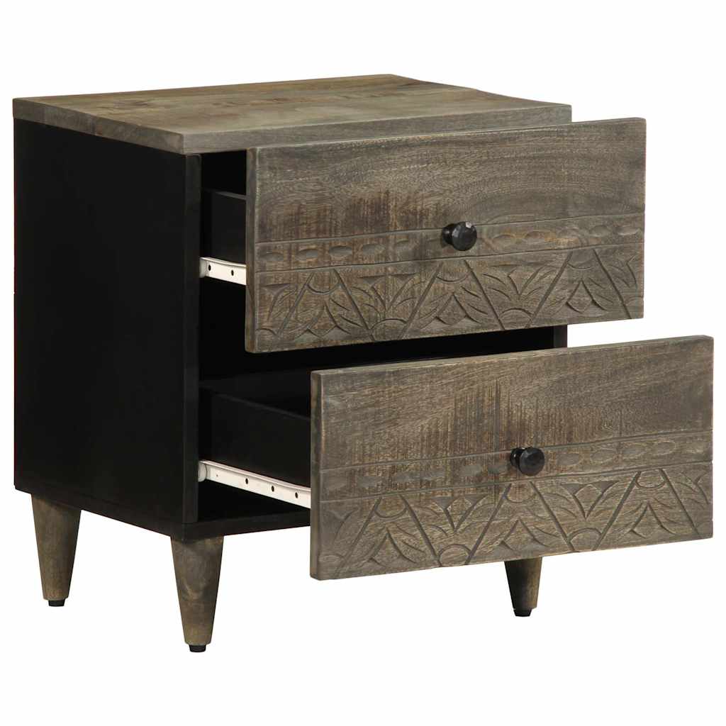 Mesitas Noche 2 Uds Madera Maciza Mango Gris Claro 40x33x46 Cm_1