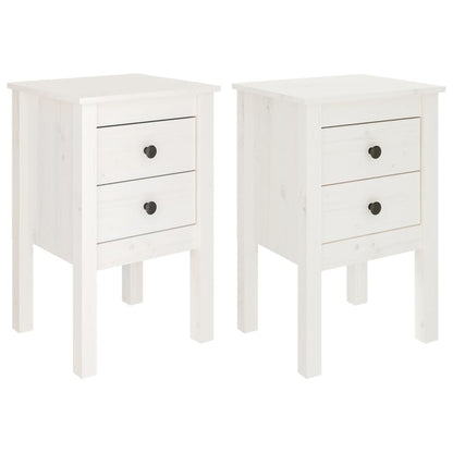 Mesitas De Noche 2 Uds Madera Maciza Pino Blanco 40x35x61,5 Cm_0