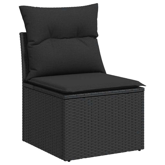 Set Sofás Jardín Y Cojines 5 Pzas Ratán Sintético Acacia Negro / Vetonek_0