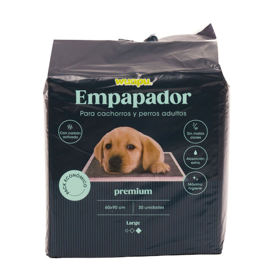 30 Empapadores Con Carbón Activado Para Perro Wuapu, Gran Absorción Sin Olores. Talla L 60x90cm_0