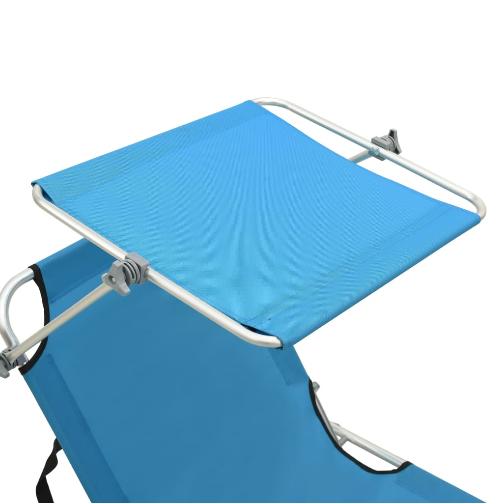 Tumbona Plegable Con Toldo De Acero Azul Turquesa_5