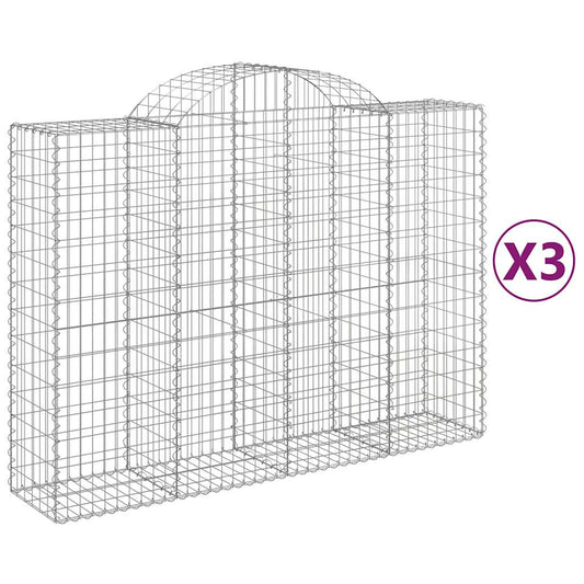 Cestas De Gaviones 3 Uds Forma De Arco Hierro 200x50x140/160 Cm_0