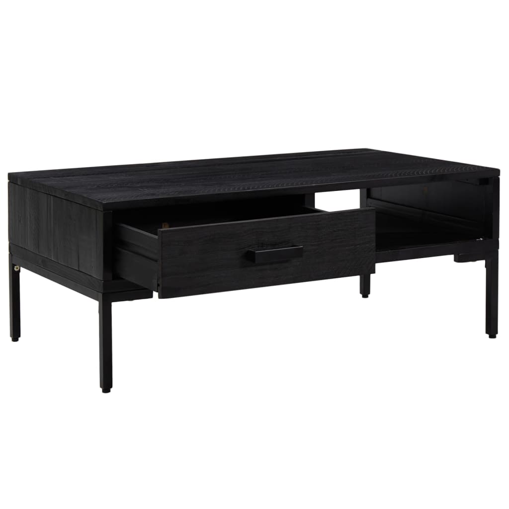 Mesa De Centro Madera Maciza De Pino Negro 90x50x35 Cm_2