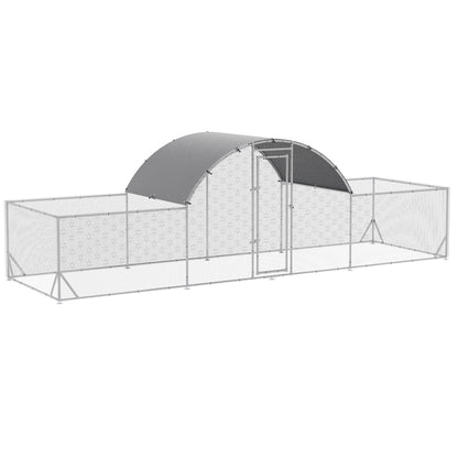 Pawhut Gallinero De Exterior 6,6x2x2m Cubierta De Pe Anti-uv E Impermeable Plata_0