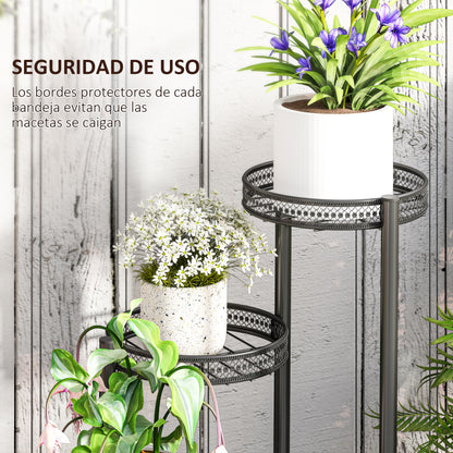 Outsunny Soporte Para Plantas De 4 Niveles Interior Y Exterior 25x25x80 Cm Negro_5