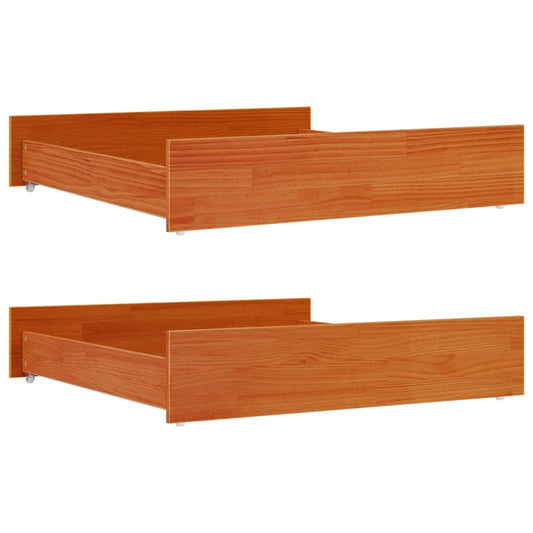 Cajones De Cama 2 Uds Madera Maciza De Pino Marrón Cera / Vetonek_0