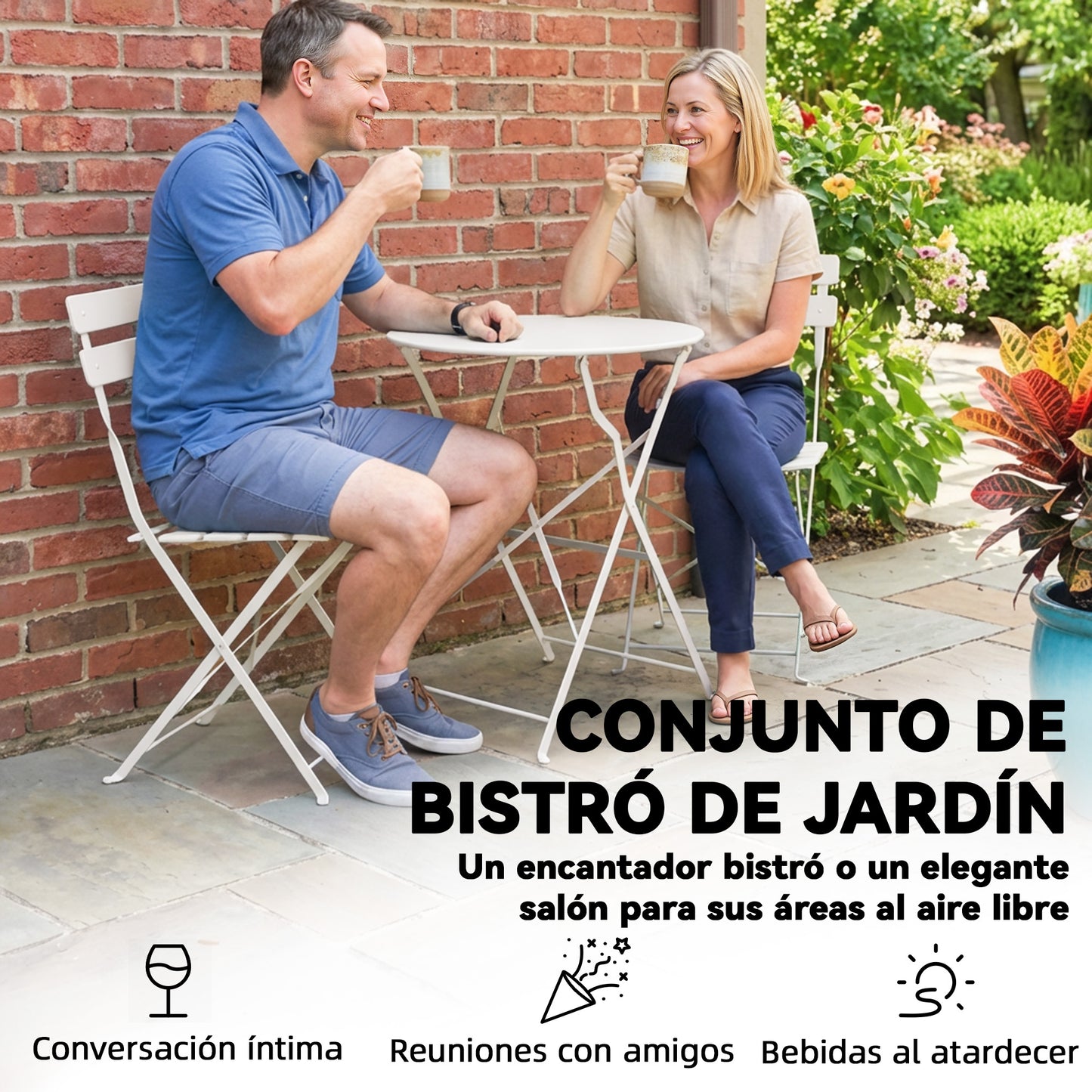 Outsunny Conjunto De Mesa Y Sillas De Terraza Exterior Plegable 3 Piezas_4