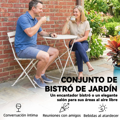 Outsunny Conjunto De Mesa Y Sillas De Terraza Exterior Plegable 3 Piezas_4