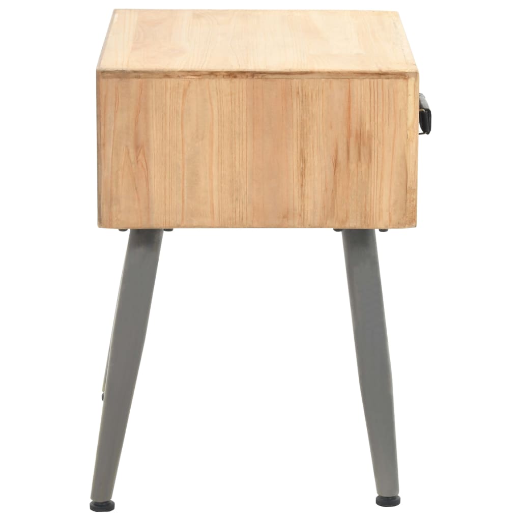 Mesita De Noche De Madera Maciza De Abeto 43x38x50 Cm_1