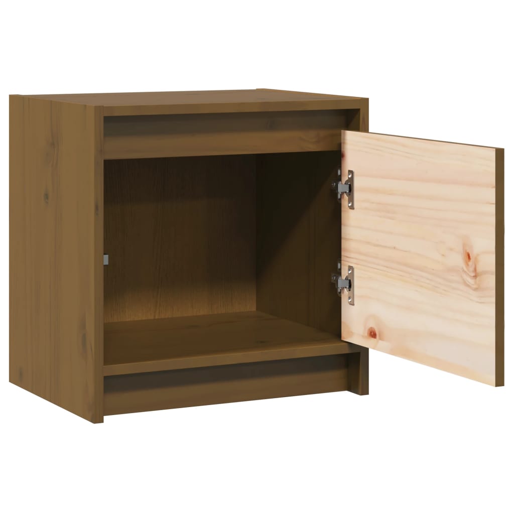 Mesita De Noche Madera Maciza De Mango Marrón Miel 40x30,5x40cm_3