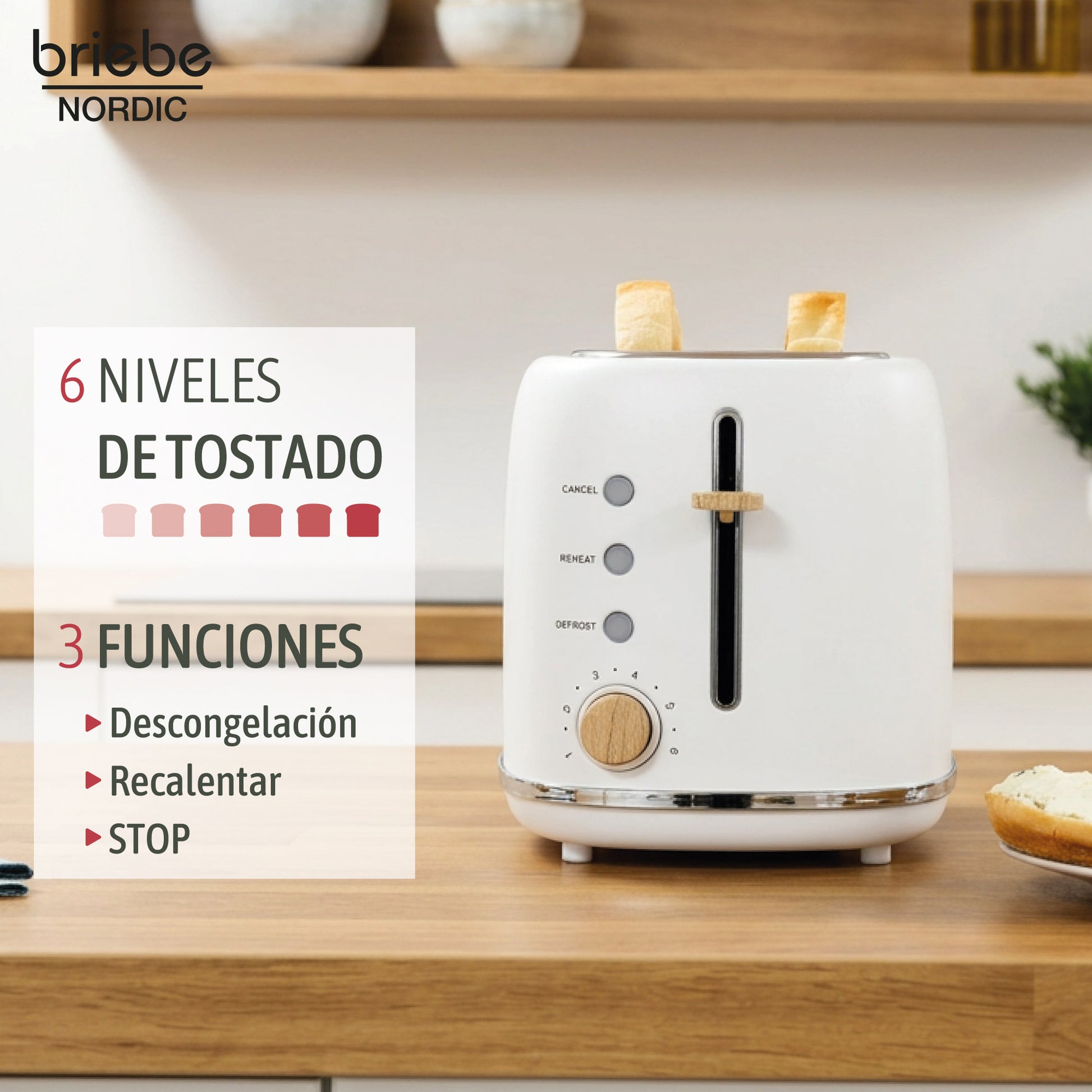 Briebe Nordic Set Cafetera 20 Bares Cápsulas,café Molido Espumador Leche Tostadora 2 Rebanadas Anchas,skt1221wht,blanco_3