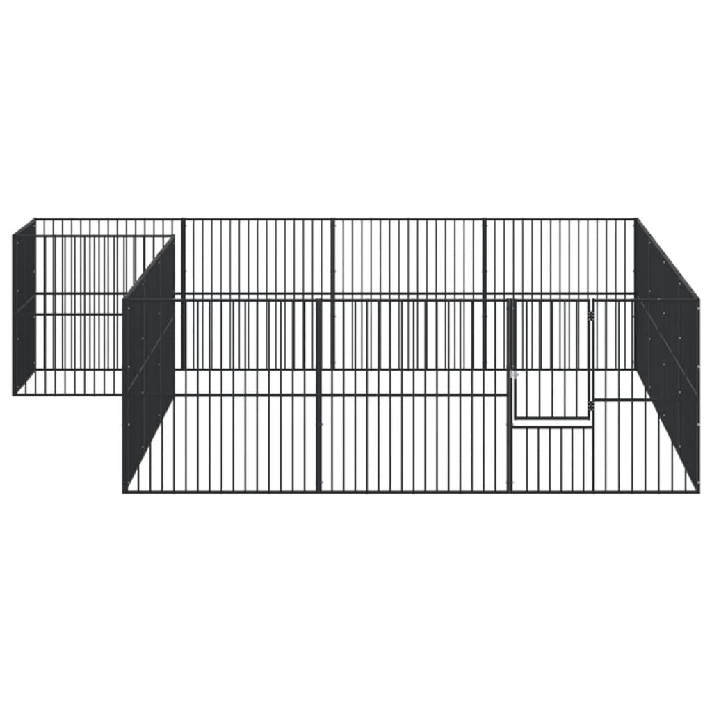Vidaxl Corralito Para Perros Con 16 Paneles Acero Galvanizado Negro_3