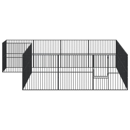 Vidaxl Corralito Para Perros Con 16 Paneles Acero Galvanizado Negro_3