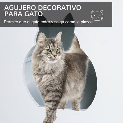 Pawhut Casa Para Gatos De Madera Mueble Arenero Con Puerta Y Entrada 60x41x51 Cm_5