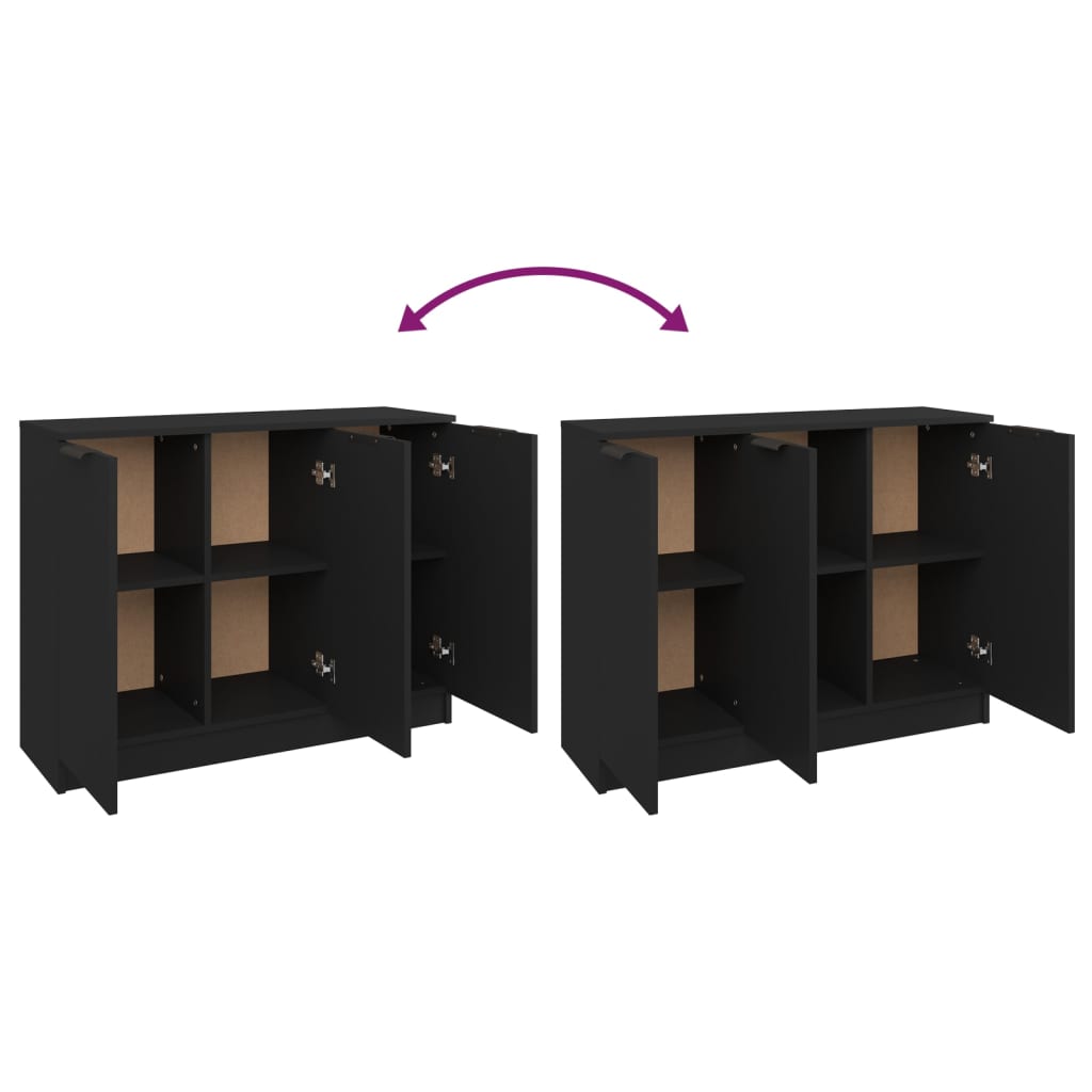 Aparador De Madera Contrachapada Negro 90,5x30x70 Cm / Vetonek_5
