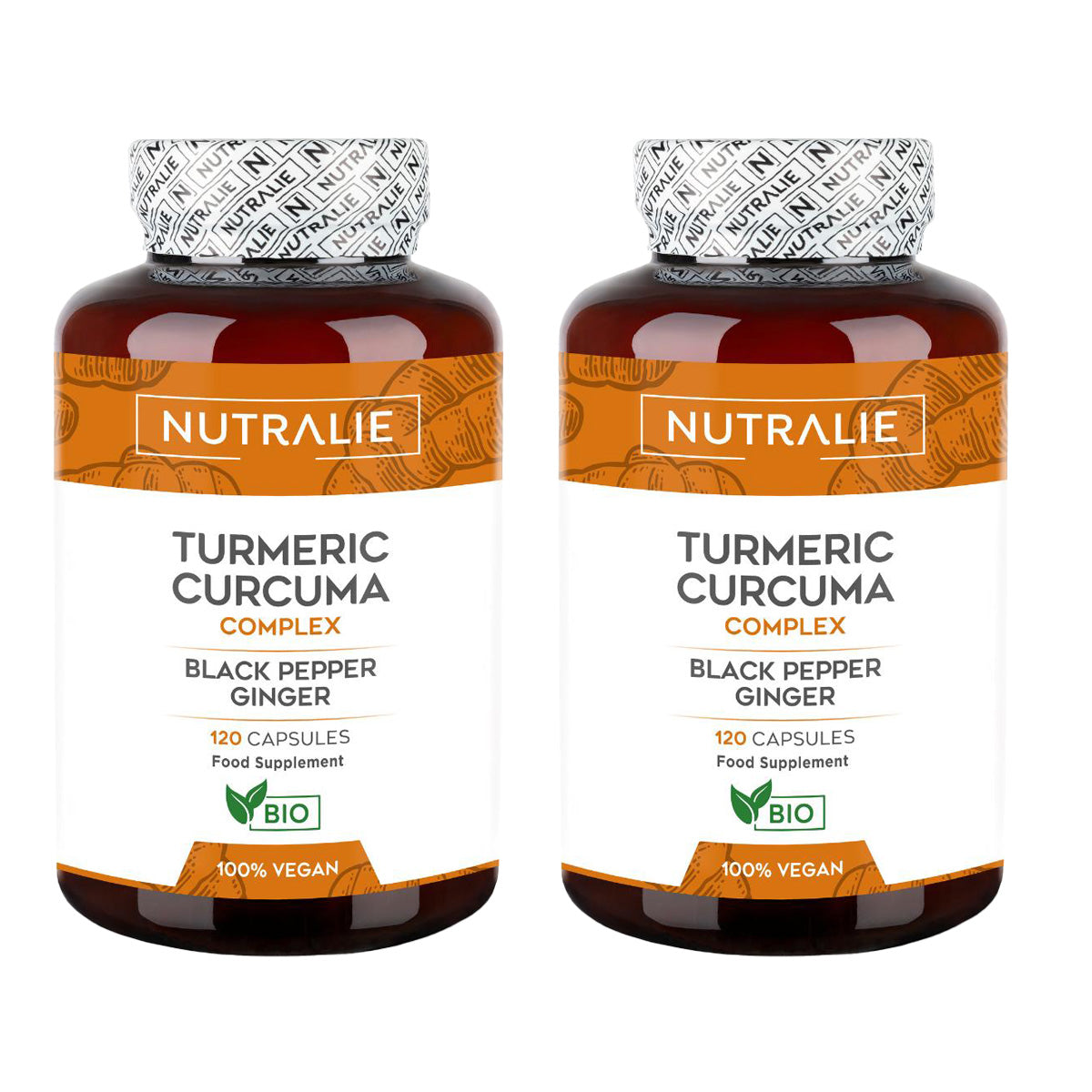 Pack 2 x Nutralie Cúrcuma Complex + Jengibre y Pimienta Negra Orgánica 120 cápsulas