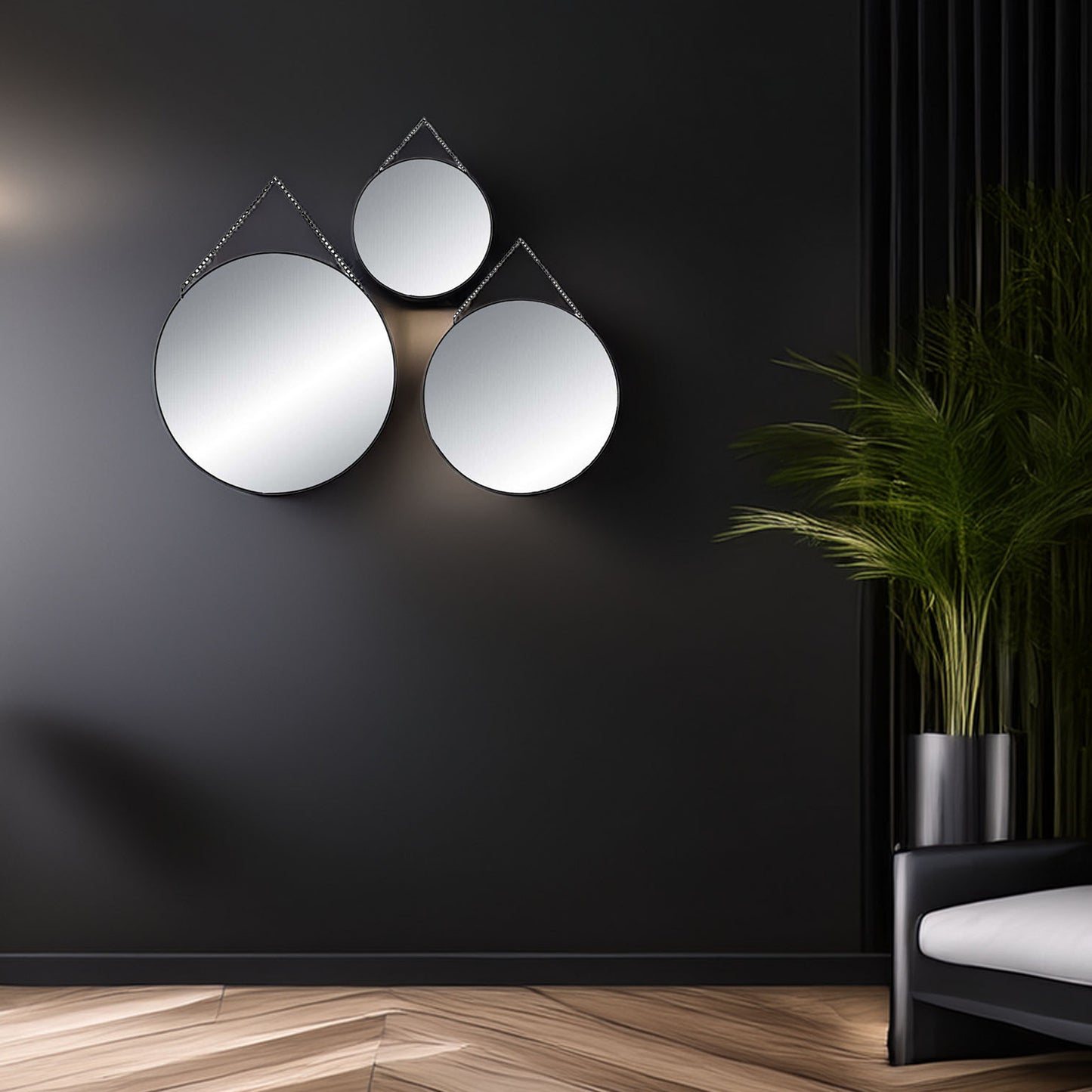 Well Home - Conjunto De 3 Espejos Redondos Decorativos De Metal Ø20ø24ø29cm