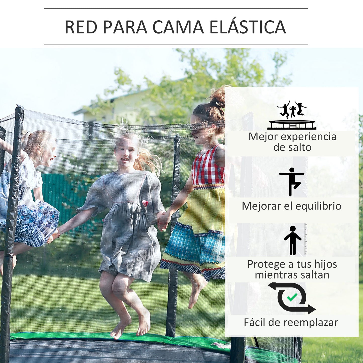 Homcom Red De Seguridad De Reemplazo Para Trampolín Redondo Ø305 Cm Negro_3