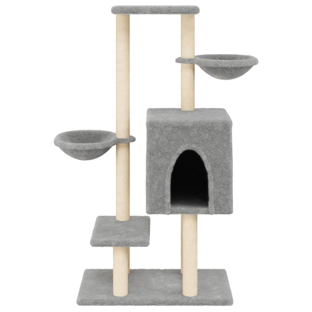 Vidaxl Rascador Para Gatos Con Postes De Sisal Gris Claro 117 Cm_3