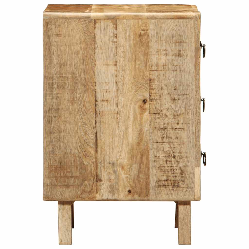 Mesita De Noche De Madera Maciza De Mango Rugosa 37x32x50 Cm_1