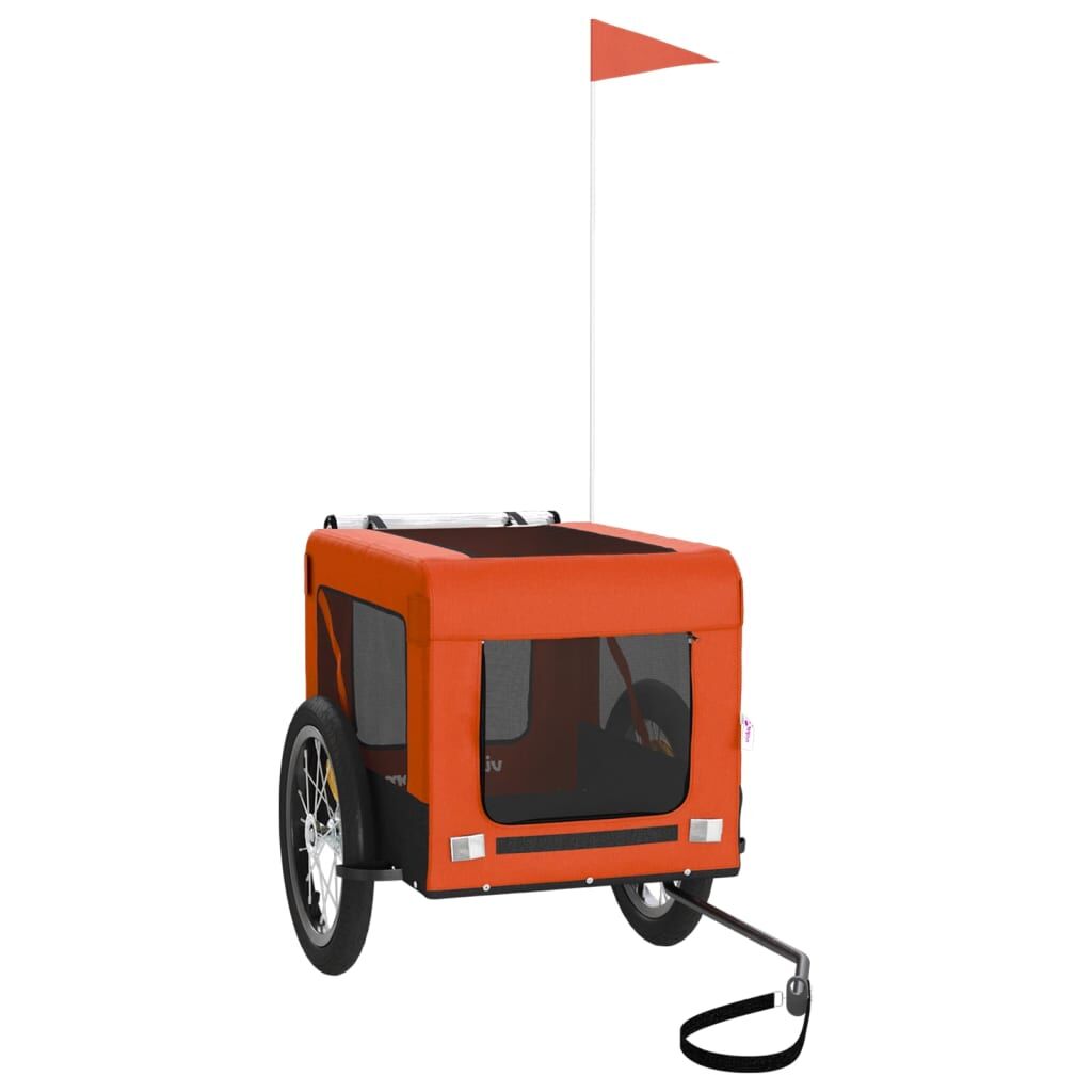 Vidaxl Remolque De Bicicleta Mascotas Hierro Tela Oxford Naranja Negro_0