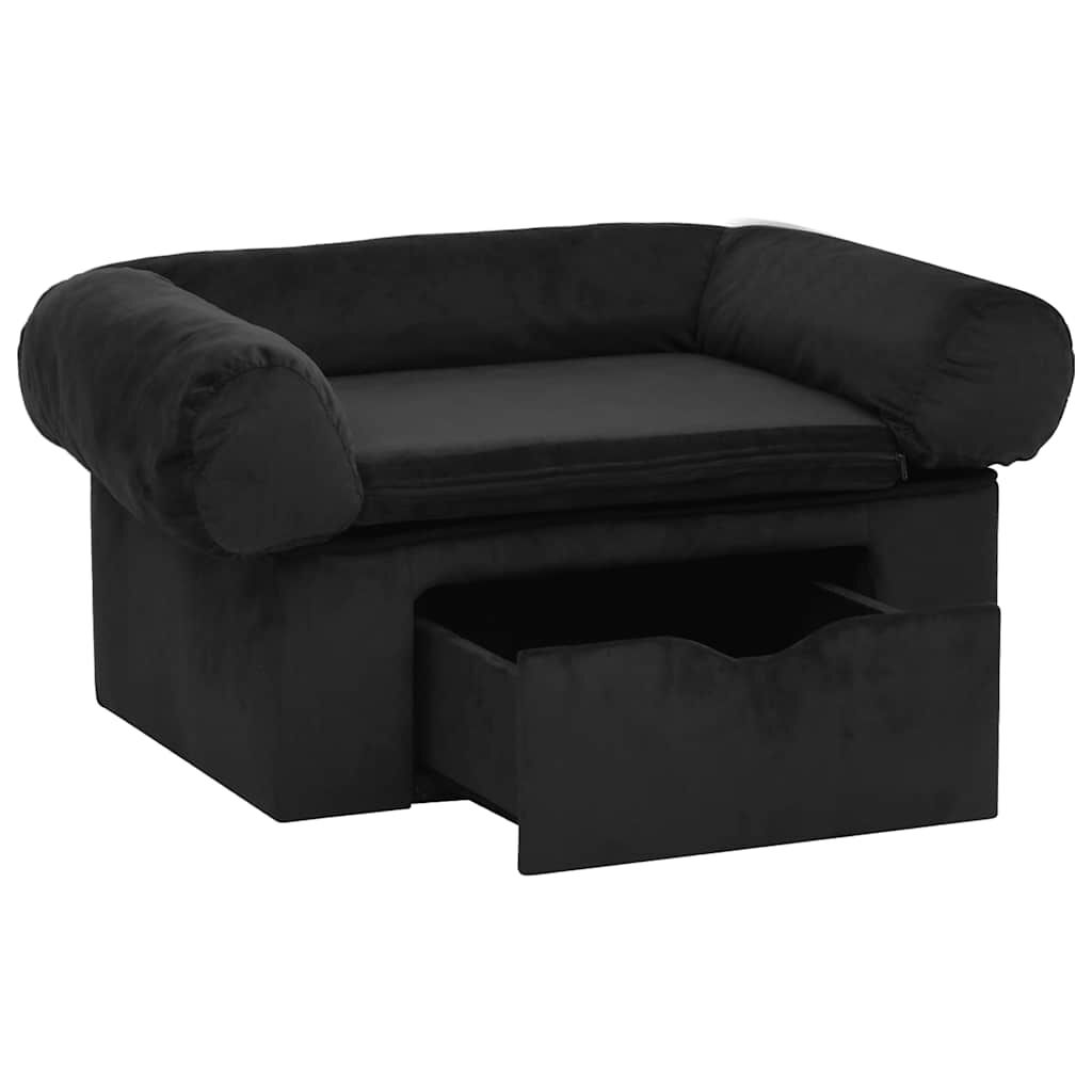 Vidaxl Sofá Para Perros Con Cajón Felpa Negro 75x50x38 Cm_3
