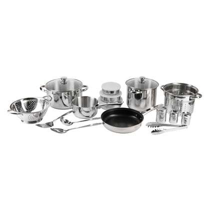Juego De 18 Pzs Bateria De Cocina Acero Inox Ind Lula_0
