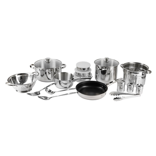 Juego De 18 Pzs Bateria De Cocina Acero Inox Ind Lula_0