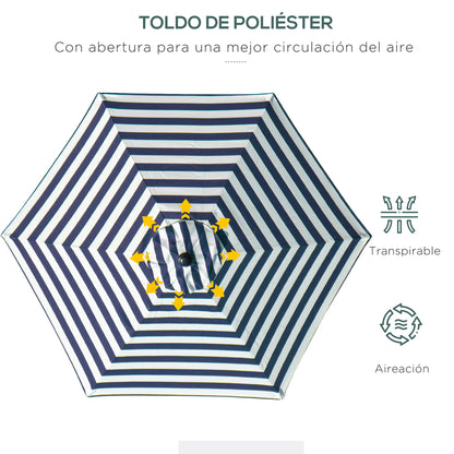Outsunny Sombrilla Terraza Exterior Ø230 Cm Con Ángulo Ajustable Azul Y Blanco_5