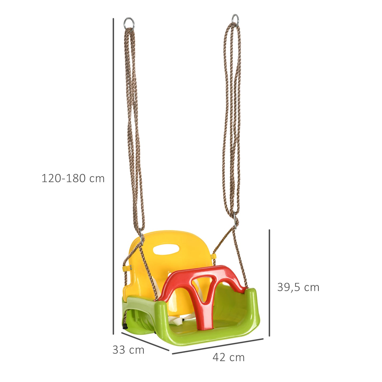 Outsunny Columpio Para Bebés 3 En 1 Con Respaldo Desmontable 42x33x120-180 Cm_2