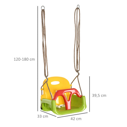 Outsunny Columpio Para Bebés 3 En 1 Con Respaldo Desmontable 42x33x120-180 Cm_2