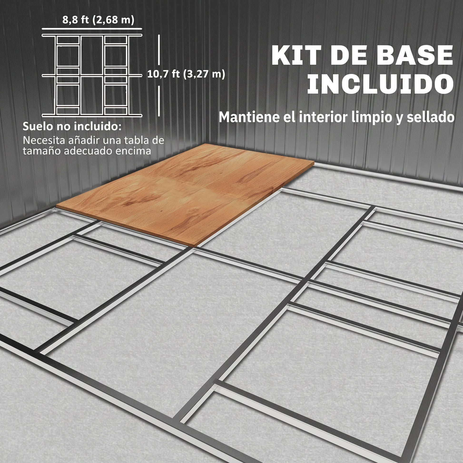 Outsunny Caseta De Jardín De Exterior 12,4 M² 340x386x200 Cm Gris Claro_5