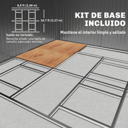 Outsunny Caseta De Jardín De Exterior 12,4 M² 340x386x200 Cm Gris Claro_5