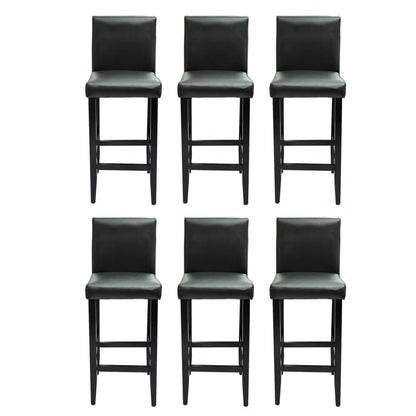 Taburetes De Bar 6 Unidades De Cuero Artificial Negro_0