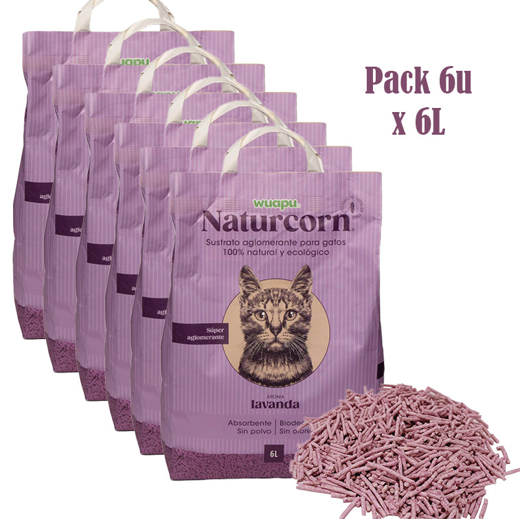 Sustrato Absorbente Wuapu Naturcorn Lavanda En Pelet Biodegradable Para Gato 3 Uds 17'5l_1