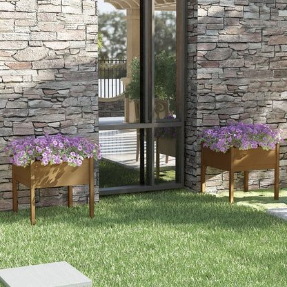 Jardineras 2 Uds Madera Maciza De Pino Marrón Miel 70x70x70 Cm_1