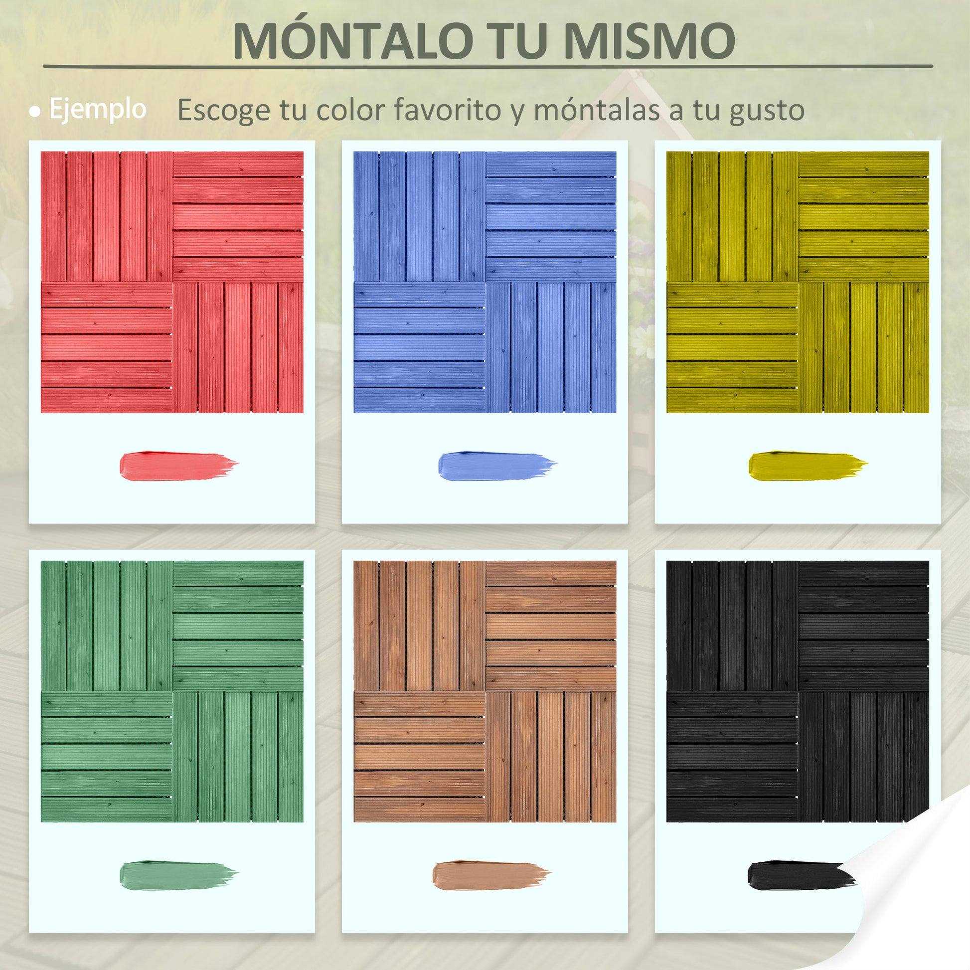 Outsunny Set 27 Baldosas De Madera De Clic 30x30 Cm Área De 2,43m² Marrón Oscuro_5