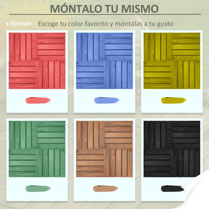 Outsunny Set 27 Baldosas De Madera De Clic 30x30 Cm Área De 2,43m² Marrón Oscuro_5