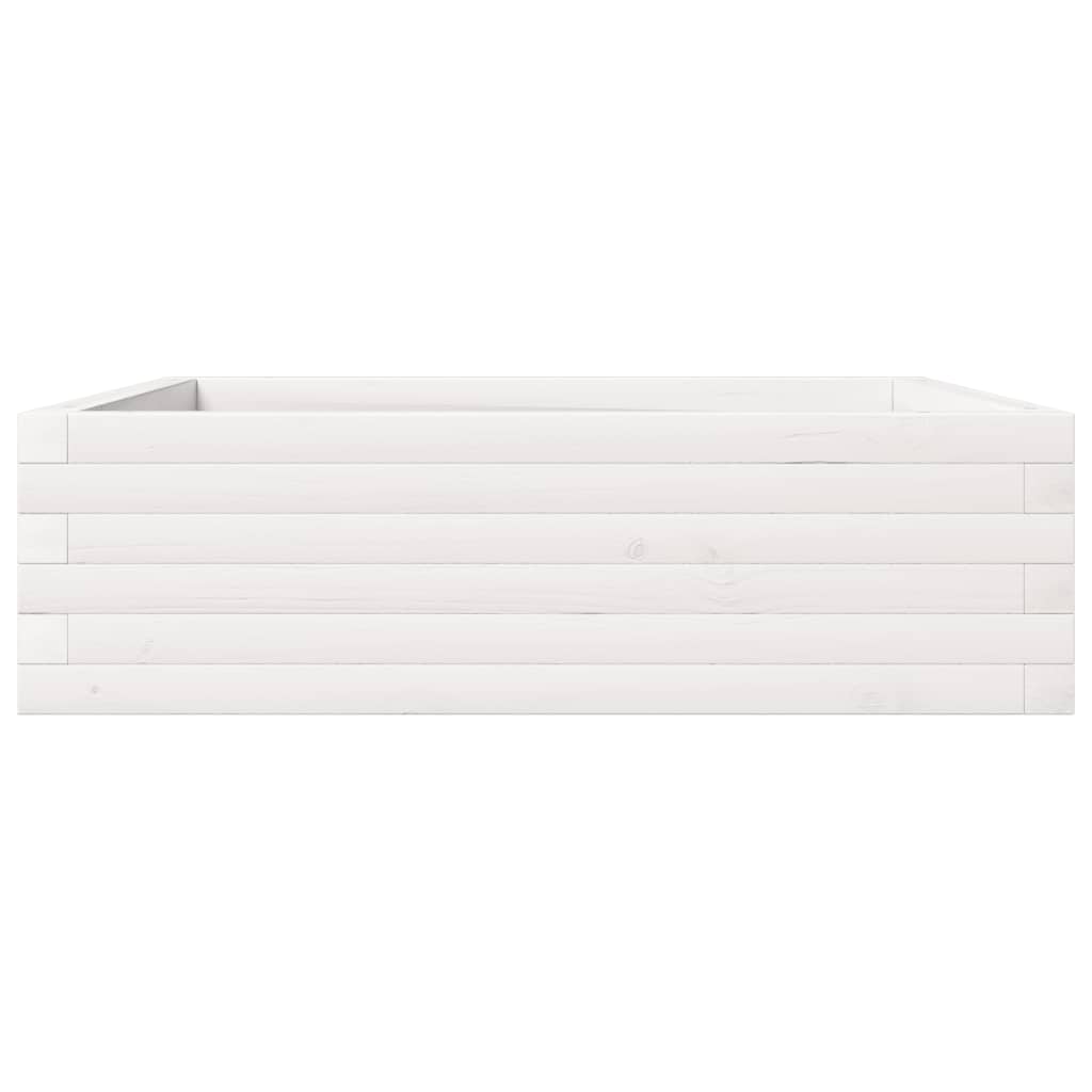 Jardinera De Madera Maciza De Pino Blanca 80x80x23 Cm_5