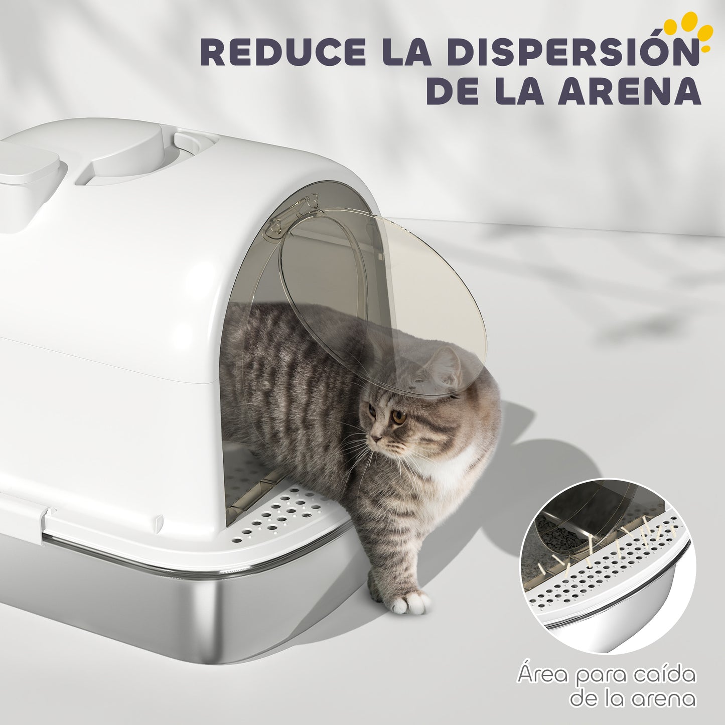 Pawhut Arenero Para Gatos De Acero Inoxidable Con Cubierto Bolsa Desodorizante_4