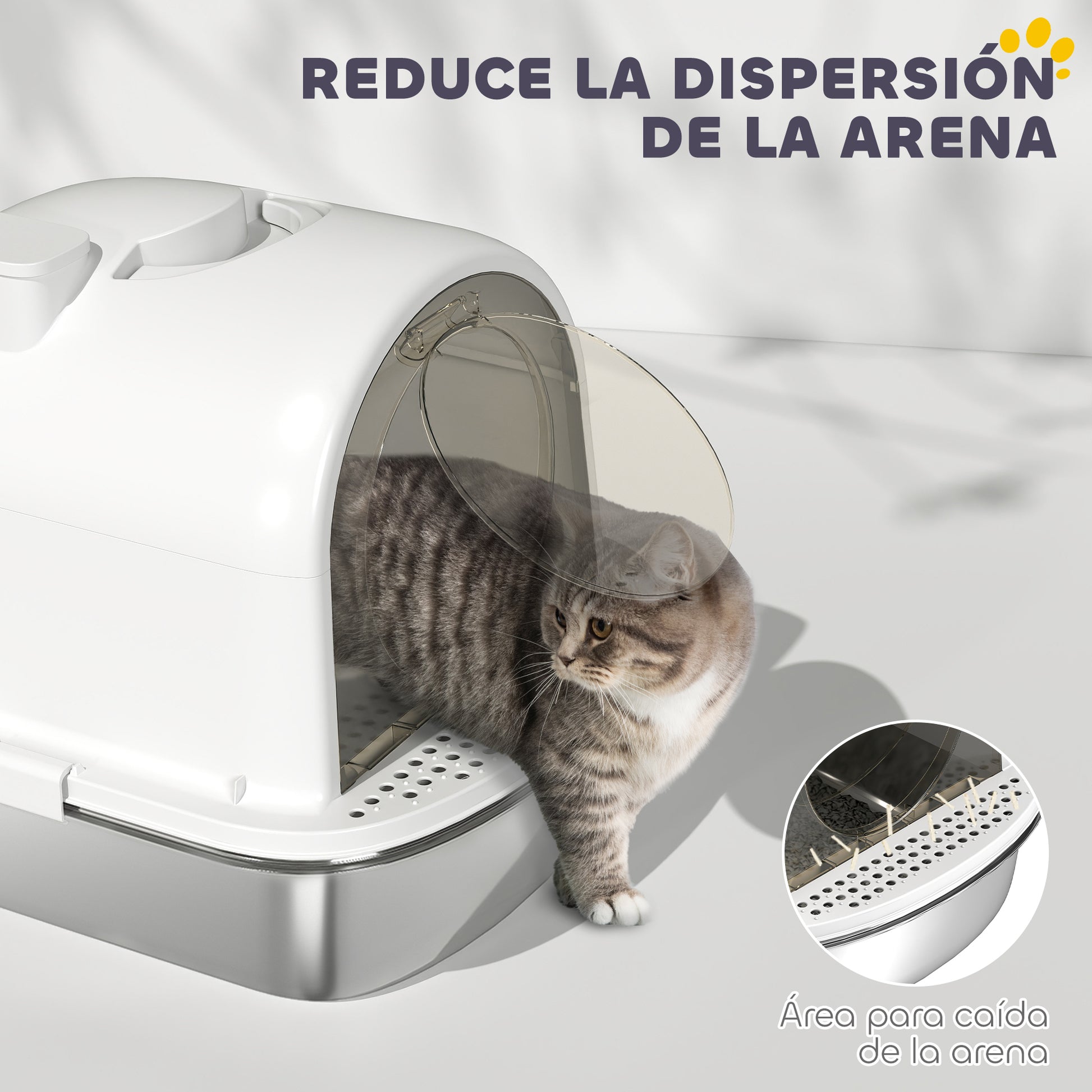 Pawhut Arenero Para Gatos De Acero Inoxidable Con Cubierto Bolsa Desodorizante_4