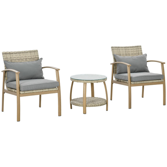 Outsunny Conjunto De Mesa Y Sillas De Jardín Para Exterior Natural Y Marrón_0