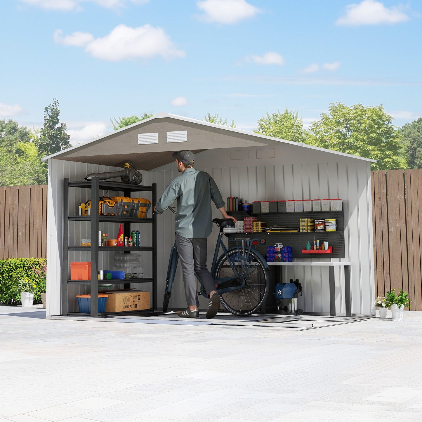 Outsunny Caseta De Jardín Exterior 4,9 M² 277x195x192 Cm Con Puerta Corredera_4