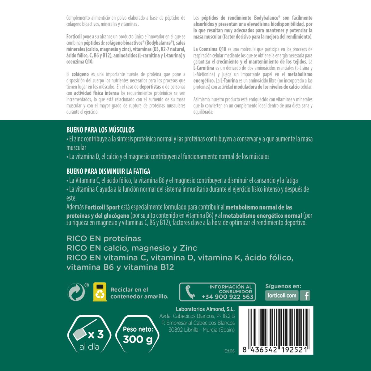 Colágeno Peptidos de Rendimiento Forticoll Sport 300 g