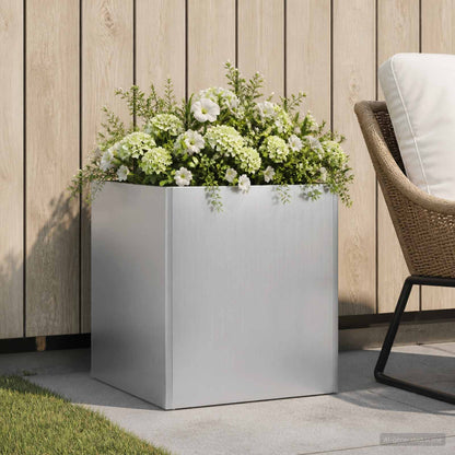 Macetero De Jardín Plateado 35 X 35 X 35 Cm Acero Galvanizado_1