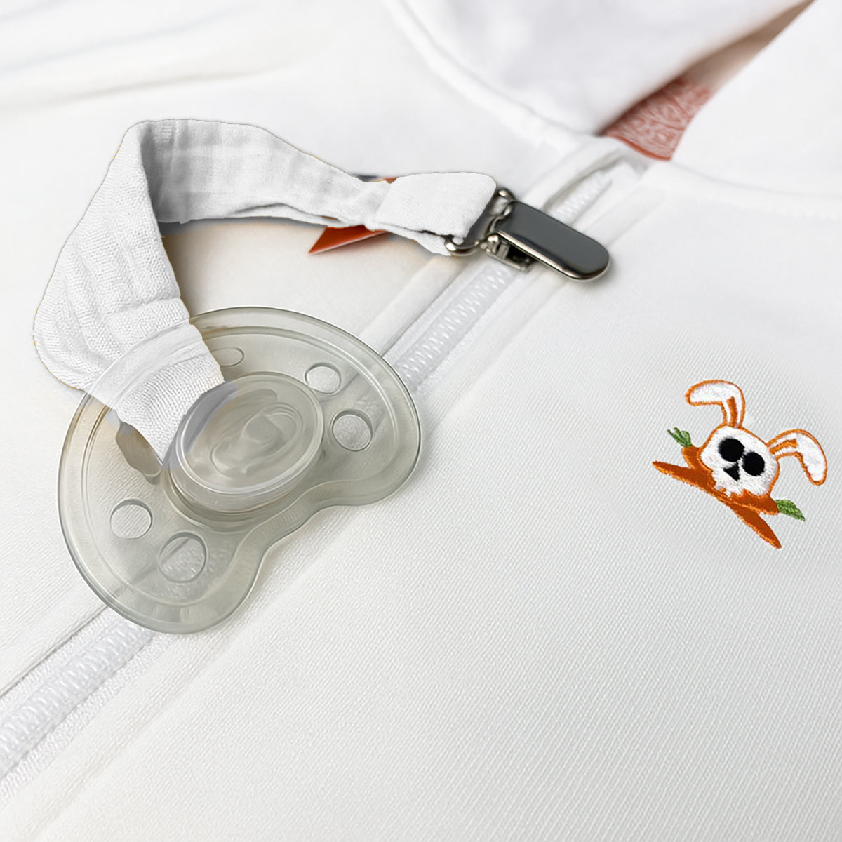 Clip Para Chupete Blanco De Algodón Orgánico